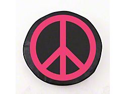 Pink Peace Sign Spare Tire Cover; Black (66-18 Jeep CJ5, CJ7, Wrangler YJ, TJ & JK)