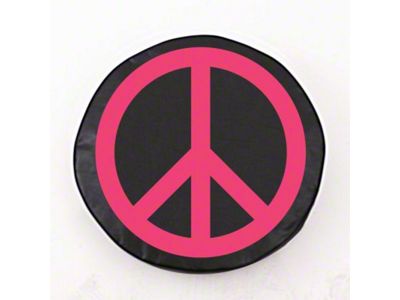 Pink Peace Sign Spare Tire Cover; Black (66-18 Jeep CJ5, CJ7, Wrangler YJ, TJ & JK)