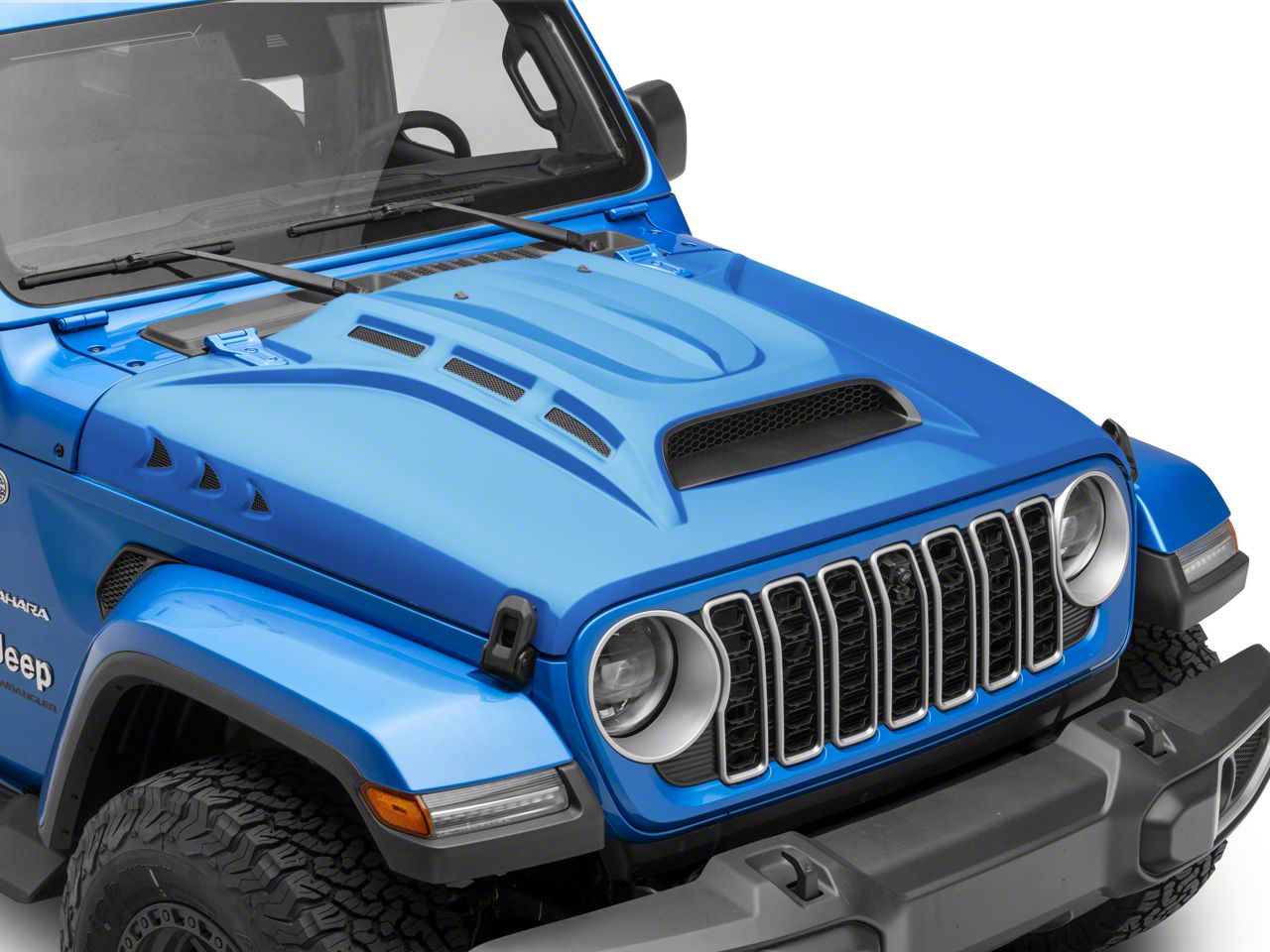 Jeep Wrangler Piranha Series Hood with Functional Air Vents; Unpainted