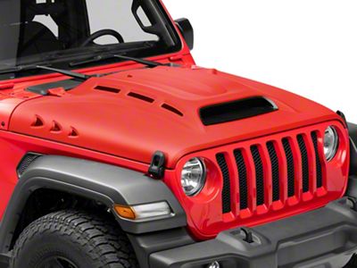 Piranha Series Hood with Functional Air Vents; Unpainted (18-25 Jeep Wrangler JL)