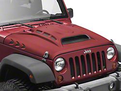 Piranha Series Hood with Functional Air Vents; Unpainted (07-18 Jeep Wrangler JK)