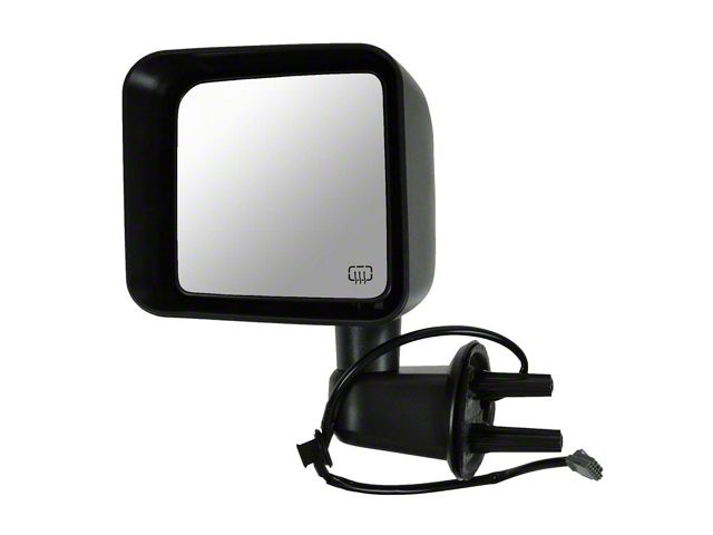 Left Side Power Heated Mirror For 2014 Jeep Wrangler (JK) - Manual Folding, Textured Black
