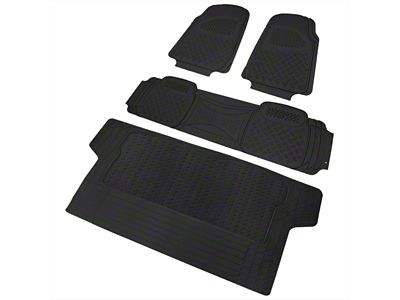 PVC Rubber Front, Rear and Cargo Floor Mats; Black (Universal; Some Adaptation May Be Required)