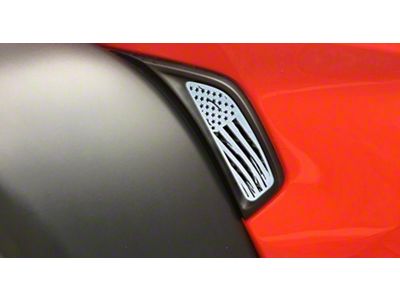 Quarter Panel Vent; Battle Worn American Flag; Polished (18-25 Jeep Wrangler JL)