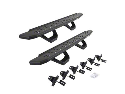 Go Rhino RB30 Running Boards with Drop Steps; Textured Black (07-18 Jeep Wrangler JK 4-Door)