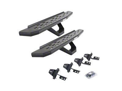 Go Rhino RB30 Running Boards with Drop Steps; Textured Black (07-18 Jeep Wrangler JK 2-Door)