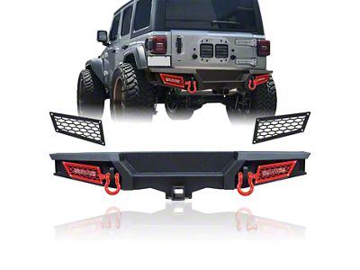 Rear Bumper with LED Lights and Hitch Receiver (18-26 Jeep Wrangler JL)