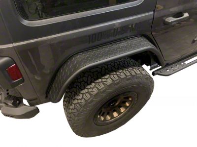 Rear Tube Fender Flares; Black Aluminum Diamond Plate (18-25 Jeep Wrangler JL)