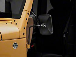 Jeep Licensed by RedRock Rectangular Adventure Mirrors with Embossed Jeep Logo; Textured Black (76-25 Jeep CJ7, Wrangler YJ, TJ, JK & JL)