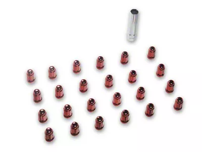 Red Acorn Spline Lug Nuts; 1/2-20-Inch; Set of 24 (87-18 Jeep Wrangler YJ, TJ & JK)