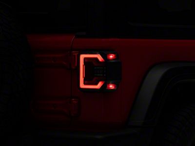 Renegade Series Sequential LED Tail Lights; Black Housing; Smoked Lens (18-25 Jeep Wrangler JL w/ Factory Halogen Tail Lights)