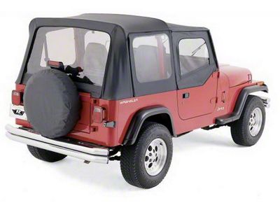 Factory Replacement Soft Top with Clear Windows; Black Denim (88-95 Jeep Wrangler YJ)