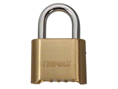 Resettable Combination Padlock; Solid Brass Body; 1-1/4-Inch x 5/16-Inch Shackle