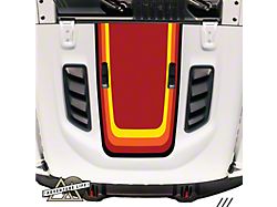 Retro Sunset Stripe Hood Graphic with Washer Nozzle Cutouts; Matte (18-26 Jeep Wrangler JL Rubicon)