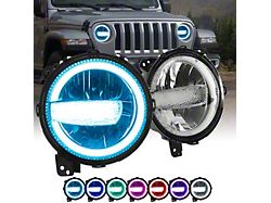 RGBW LED Headlights; Chrome Housing; Clear Lens (18-26 Jeep Wrangler JL)