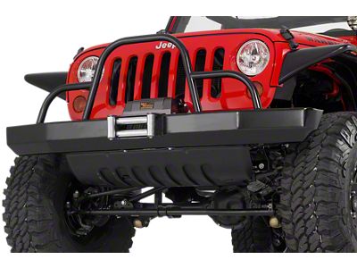 Rock Crawler Winch Front Bumper with Brush Guard; Black (07-18 Jeep Wrangler JK)