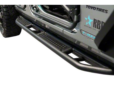 Rocker Armor Steps; Fine Textured Black (18-26 Jeep Wrangler JL 4-Door)