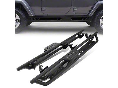 Rocker Panel Guard Nerf Bar Running Boards; Textured Matte Black (07-18 Jeep Wrangler JK 4-Door)