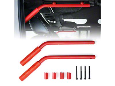 Roll Bar Grab Handles; Red; Rear (07-18 Jeep Wrangler JK)