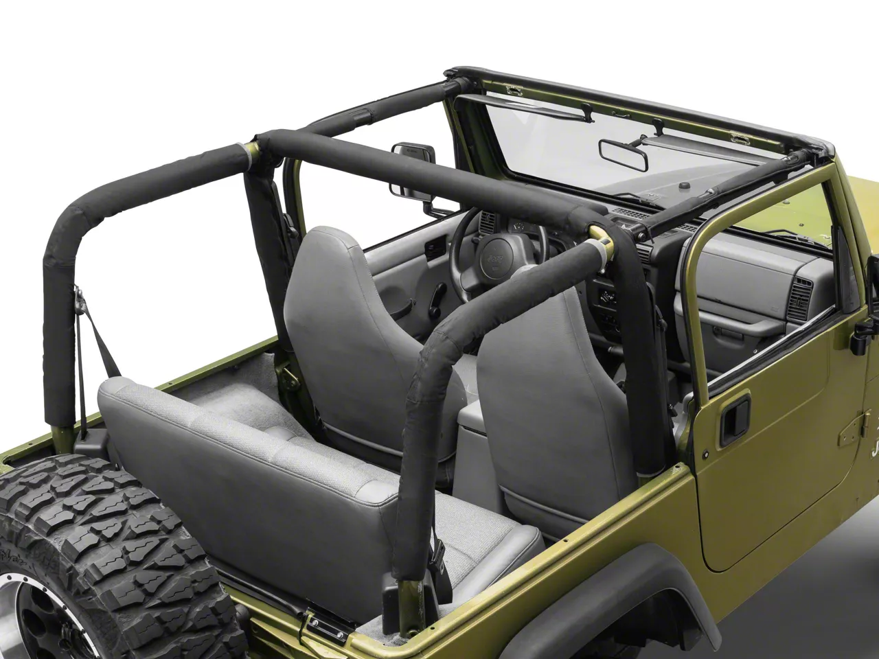 Jeep Wrangler Roll Bar Pad Kit; Black Denim (9702 Jeep Wrangler TJ)