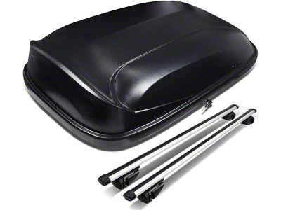 Roof Rack Cross Bars with Lockable Cargo Box; 47-Inch Cross Bars; Black (Universal; Some Adaptation May Be Required)