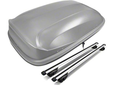 Roof Rack Cross Bars with Lockable Cargo Box; 47-Inch Cross Bars; Gray (Universal; Some Adaptation May Be Required)