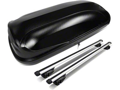 Roof Rack Cross Bars with Lockable Cargo Box; 53-Inch Cross Bars; Black (Universal; Some Adaptation May Be Required)