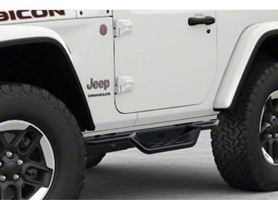 Round Tube Drop Style Nerf Side Step Bars; Black (18-25 Jeep Wrangler JL 2-Door)
