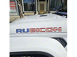 RUBICON Hood Decal; American Flag with Black Outline (07-18 Jeep Wrangler JK)