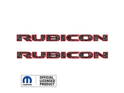 RUBICON Hood Decal; Topographical Black with Gray Lines and Red Outline (18-25 Jeep Wrangler JL)