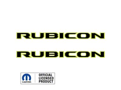 RUBICON Hood Decals; Black with Vibrant Green Outline (18-25 Jeep Wrangler JL)