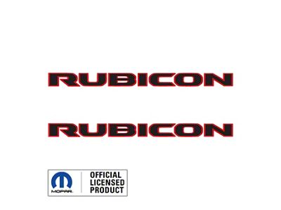 RUBICON Hood Graphic; Black with Red Outline (18-25 Jeep Wrangler JL)