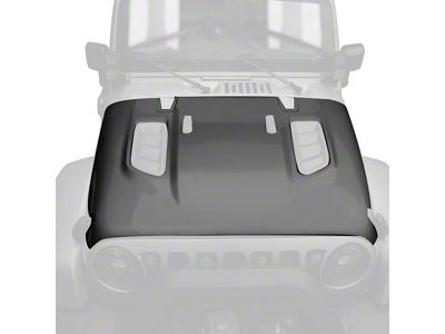 Rubicon Style Hood without Hood Vents; Unpainted (18-25 Jeep Wrangler JL, Excluding Rubicon 392)