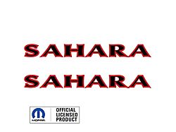 SAHARA Hood Decal; Black with Red Outline (07-26 Jeep Wrangler JK & JL)