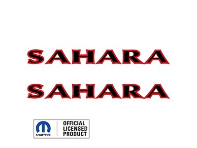 SAHARA Hood Decal; Black with Red Outline (07-25 Jeep Wrangler JK & JL)