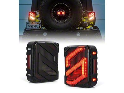 Savage Series LED Tail Lights; Black Housing; Clear Lens (07-18 Jeep Wrangler JK)