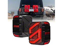 Savage Series LED Tail Lights; Black Housing; Smoked Lens (18-25 Jeep Wrangler JL w/ Factory Halogen Tail Lights)