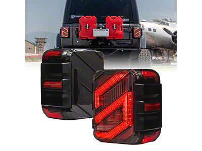 Savage Series LED Tail Lights; Black Housing; Smoked Lens (18-25 Jeep Wrangler JL w/ Factory Halogen Tail Lights)