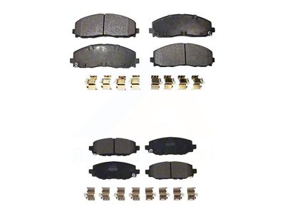 Semi-Metallic Brake Pads; Front and Rear (18-25 Jeep Wrangler JL w/ 342mm Solid Rear Rotors)