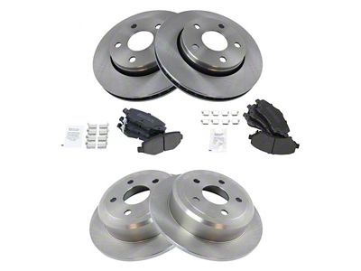 Semi-Metallic Brake Rotor and Pad Kit; Front and Rear (07-18 Jeep Wrangler JK)