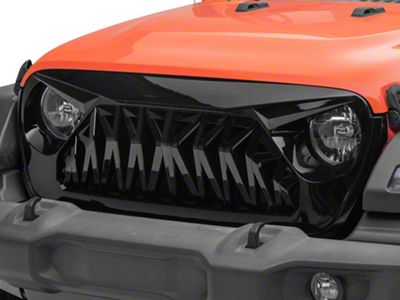 American Modified Shark Grille; Glossy Black (18-25 Jeep Wrangler JL)