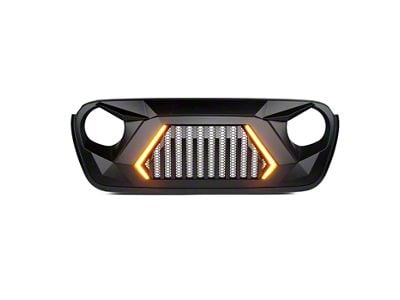 G2 Angry Series Grille with Turn Signals; Matte Black (18-25 Jeep Wrangler JL)