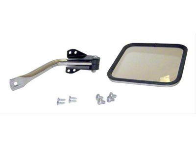 Side Mirror and Arm; Chrome; Driver Side (66-95 Jeep CJ5, CJ7 & Wrangler YJ)