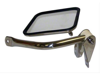 Side Mirror and Arm; Stainless; Passenger Side (66-95 Jeep CJ5, CJ7 & Wrangler YJ)