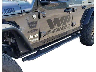 Side Plates; Black Aluminum Diamond Plate (18-25 Jeep Wrangler JL 4-Door)