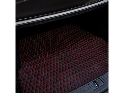 Single Layer Diamond Cargo Mat; Black and Red Stitching (18-25 Jeep Wrangler JL 4-Door, Excluding 4xe)