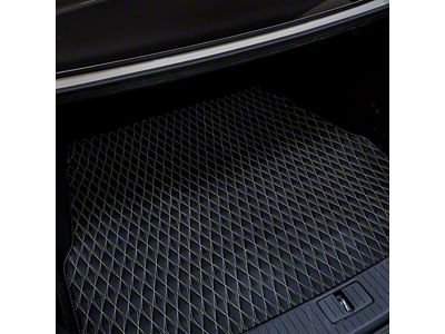 Single Layer Diamond Cargo Mat; Black and White Stitching (07-18 Jeep Wrangler JK 2-Door)