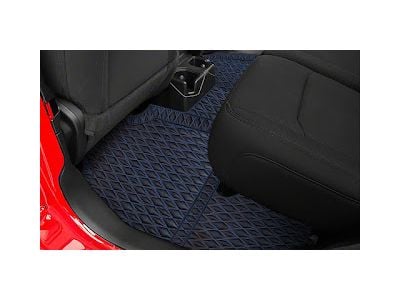 Single Layer Diamond Front and Rear Floor Mats; Black and Blue Stitching (07-18 Jeep Wrangler JK 2-Door)