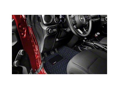 Single Layer Diamond Front and Rear Floor Mats; Black and Blue Stitching (18-25 Jeep Wrangler JL 2-Door)