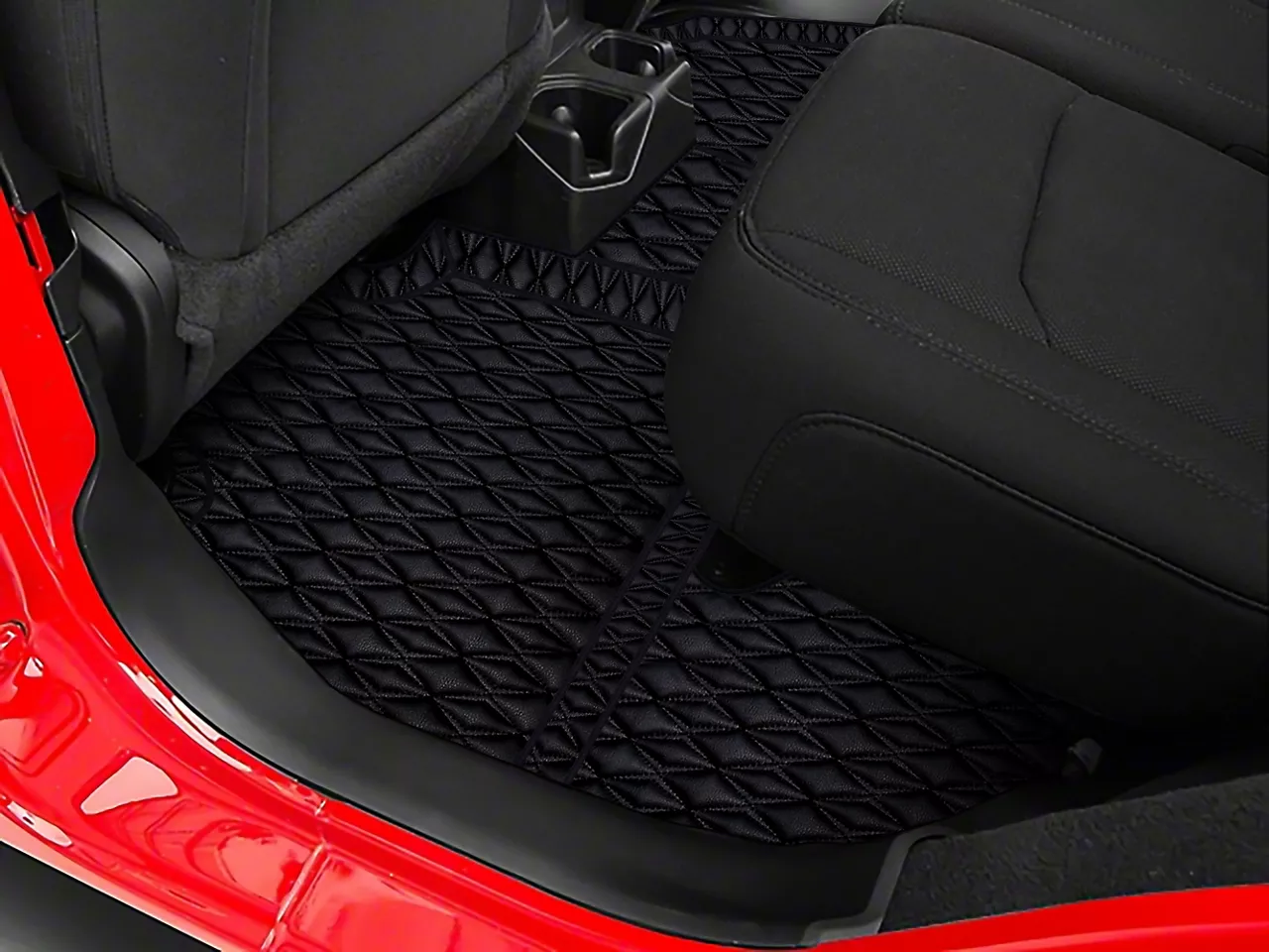 Jeep Wrangler Single Layer Diamond Front and Rear Floor Mats; Black and